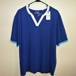 NWOT-Blue T-shirt with Button Detail